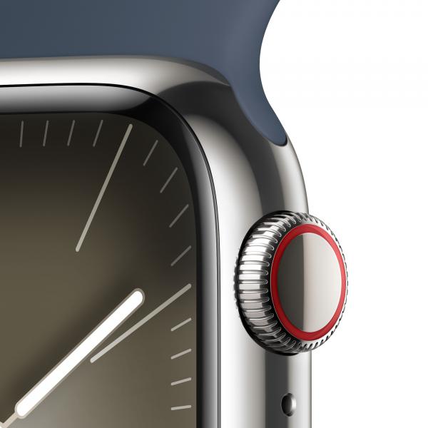 Apple Watch Serie9 Cell 41mm Steel Silver Sport Band Storm Blue M/L MRJ33QL/A - Disponibile in 2-3 giorni lavorativi Apple