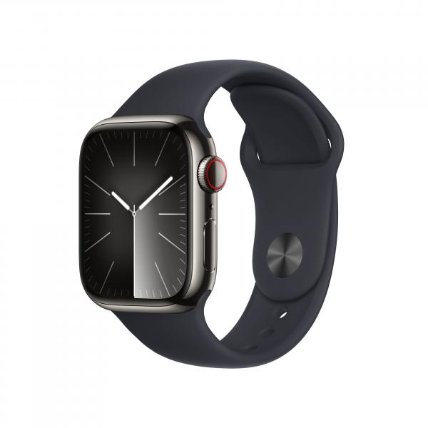 Apple Watch Serie9 Cell 41mm Steel Graphite Sport Bamd MidNight S/M MRJ83QL/A - Disponibile in 2-3 giorni lavorativi Apple