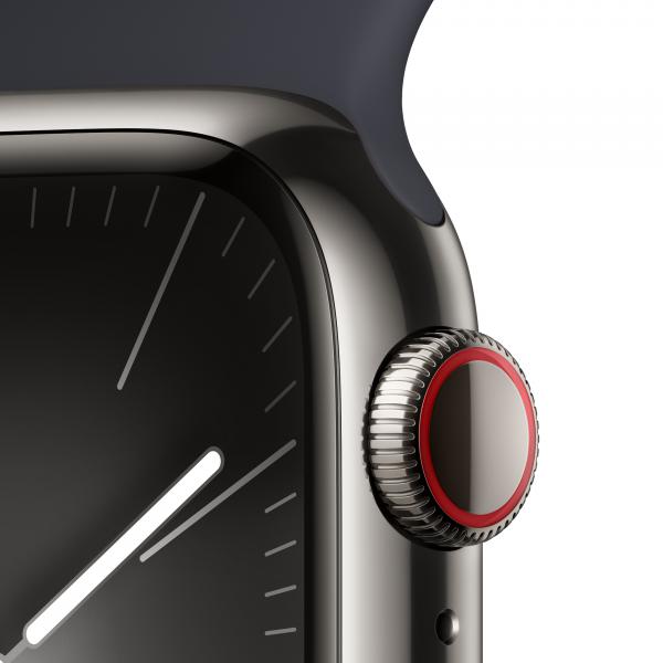 Apple Watch Serie9 Cell 41mm Steel Graphite Sport Band MidNight M/L MRJ93QL/A - Disponibile in 2-3 giorni lavorativi Apple