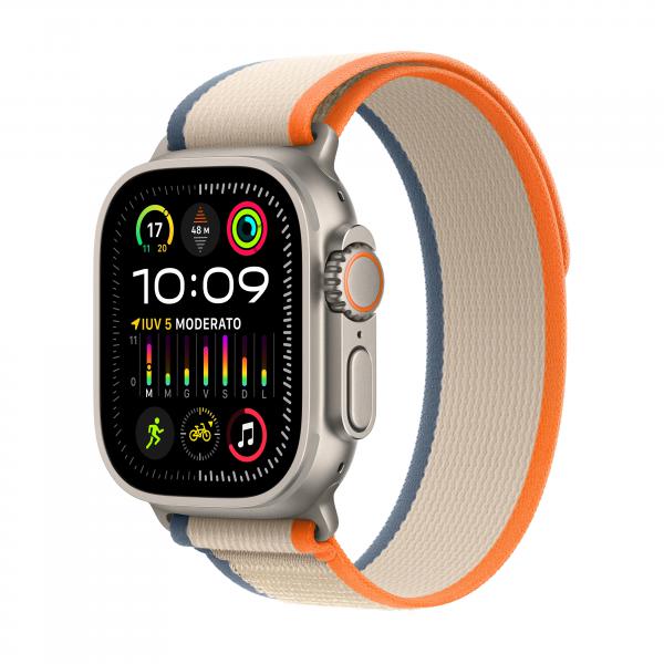 Apple Watch Ultra2 Cell 49mm Titanium Trail Loop Orange/Beige M/L ITA MRF23TY/A - Disponibile in 2-3 giorni lavorativi