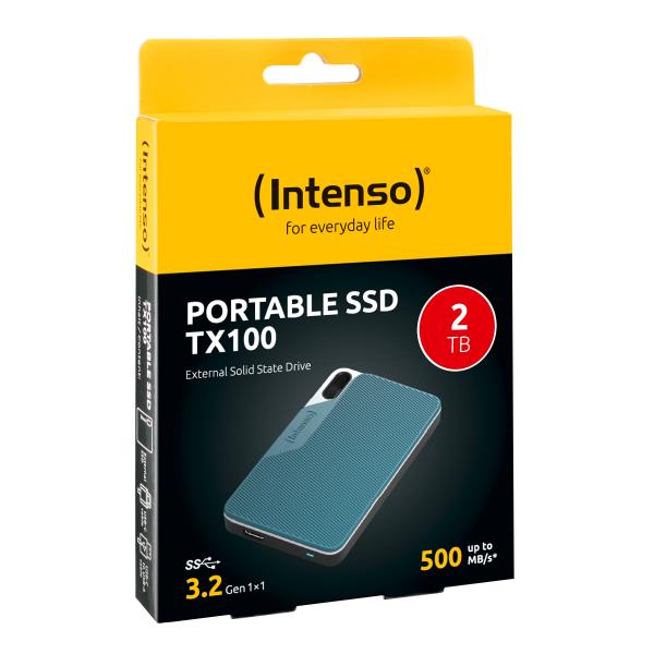 INTENSO SSD ESTERNO TX100 2TB USB 3.2 R/W 500MBS + CAVO USB-C + ADATTATORE USB-A - Disponibile in 3-4 giorni lavorativi Intenso