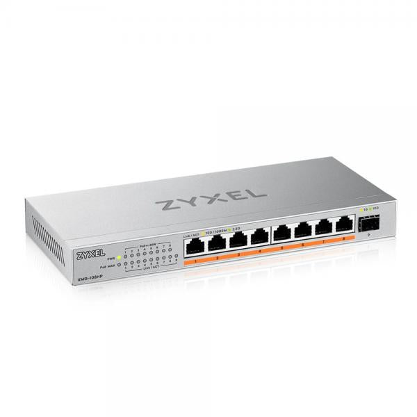 XMG-108HP - Switch Unmanaged, 8 Porte 2.5GbE PoE (erogazione fino a 100W), 1 porta 10GbE SFP+, Desktop / XMG-108HP-EU0101F - Disponibile in 3-4 giorni lavorativi Zyxel