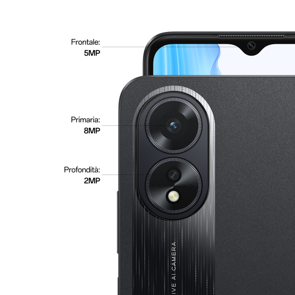 OPPO A18 4+128GB 6.56" Glowing Black ITA - Disponibile in 2-3 giorni lavorativi
