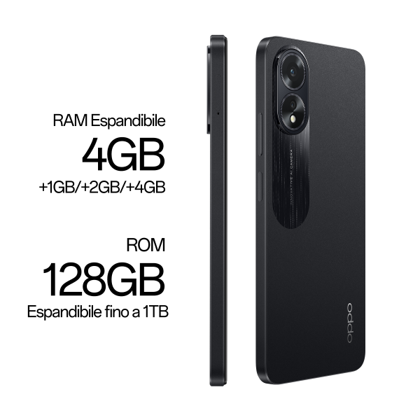 OPPO A18 4+128GB 6.56" Glowing Black ITA - Disponibile in 2-3 giorni lavorativi