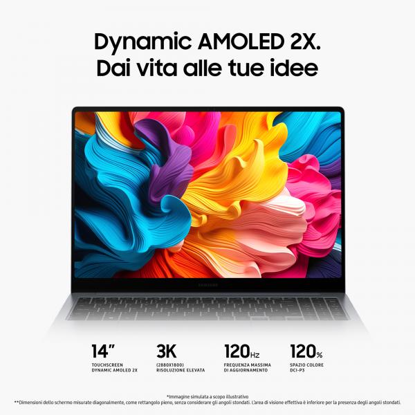 PC Notebook Nuovo Samsung Galaxy Book4 Pro Laptop Intel Core Ultra 5 125H 16GB RAM 512GB SSD 14" Dynamic AMOLED 2X touch Windows 11 Home Moonstone Gray - Disponibile in 3-4 giorni lavorativi