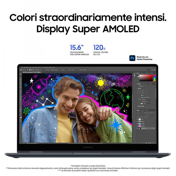 PC Notebook Nuovo Samsung Galaxy Book4 360 Intel Core 5 120U 16GB Intel Graphics 512GB 15,6 Full HD Touch Windows 11 - Disponibile in 3-4 giorni lavorativi