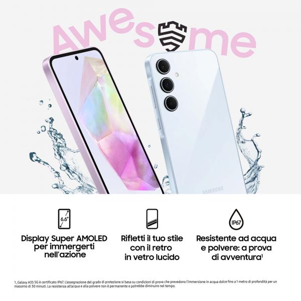 Smartphone Nuovo SAMSUNG GALAXY A35 5G 128GB 6GB LIGHT BLUE - Disponibile in 3-4 giorni lavorativi
