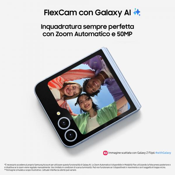 Samsung SM-F741B Z Flip 6 12+512GB 3.4"/6.7" 5G Silver Shadow ITA - Disponibile in 2-3 giorni lavorativi