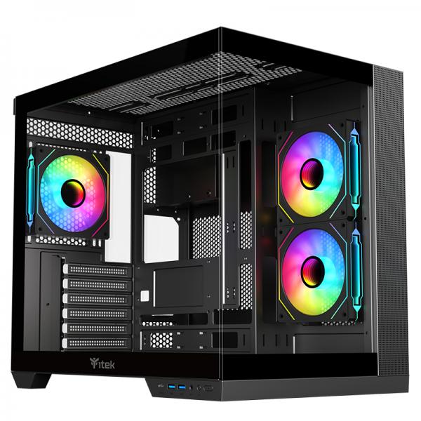 Case DARK CAVE DS - Gaming Tower- ATX- 3x12cm ARGB fan- 2xUSB3- Type-C- Side & Front Panel Temp Glass - Disponibile in 3-4 giorni lavorativi