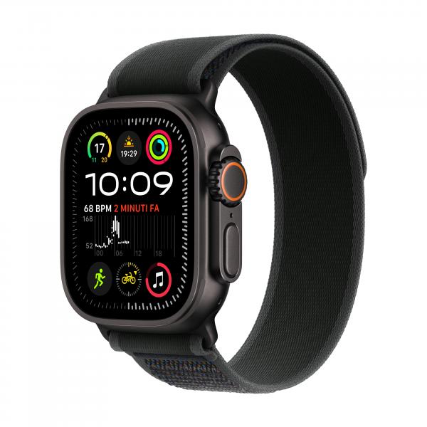 Apple Watch Ultra 2 GPS + Cellular 49mm Cassa Titanio Nero con Nero Trail Loop - S/M - Disponibile in 6-7 giorni lavorativi