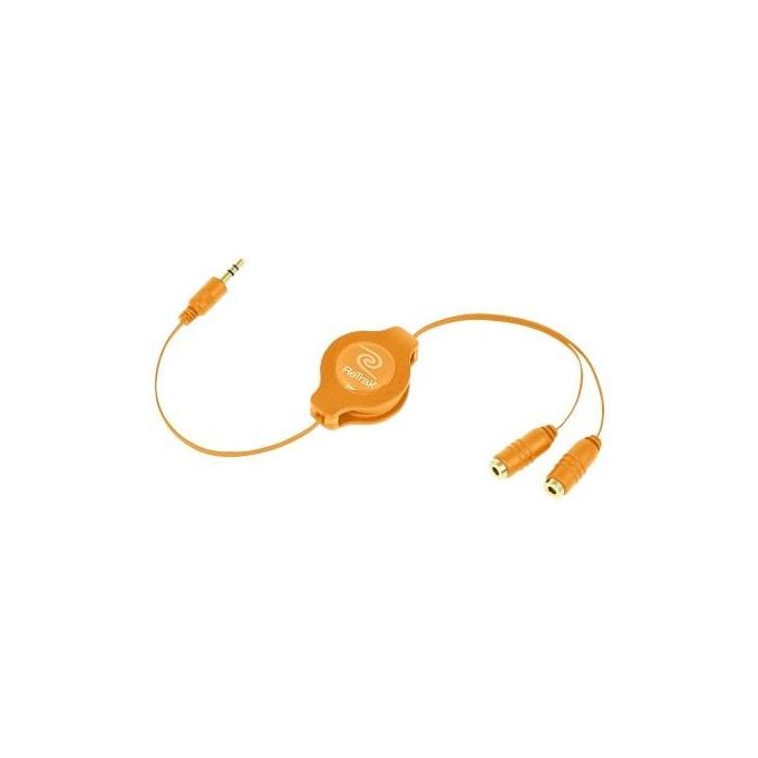 Retrak Cavo Splitter Rettrattile per 2 Auricolari Arancio - Disponibile in 3-4 giorni lavorativi