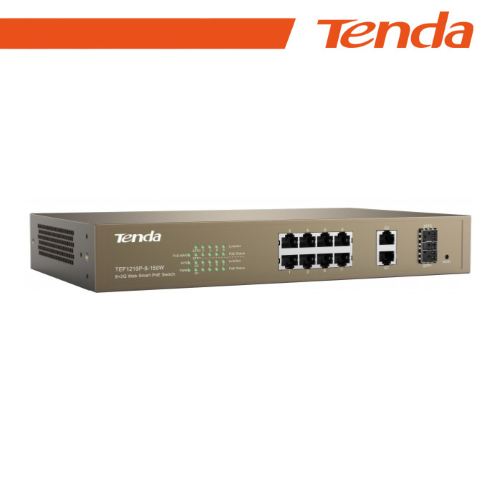 Tenda Switch PoE Desktop Smart 8 Porte 10/100Mb+2Gb+2SFP - TEF1210P-8-150W - Disponibile in 3-4 giorni lavorativi