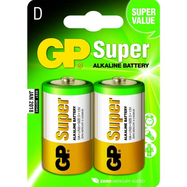 Pile Alkaline GP D Super (blister 2pz) - Disponibile in 2/3 giorni lavorativi GP Battery
