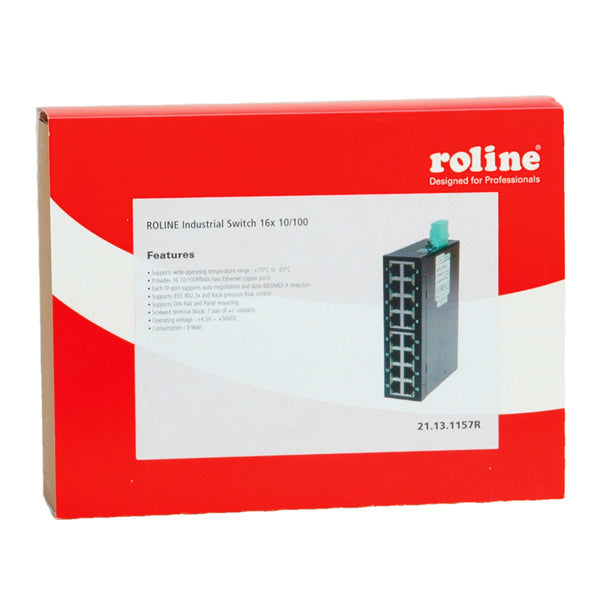 ROLINE Industrial Switch, 16x RJ-45, unmanaged - Disponibile in 6-7 giorni lavorativi