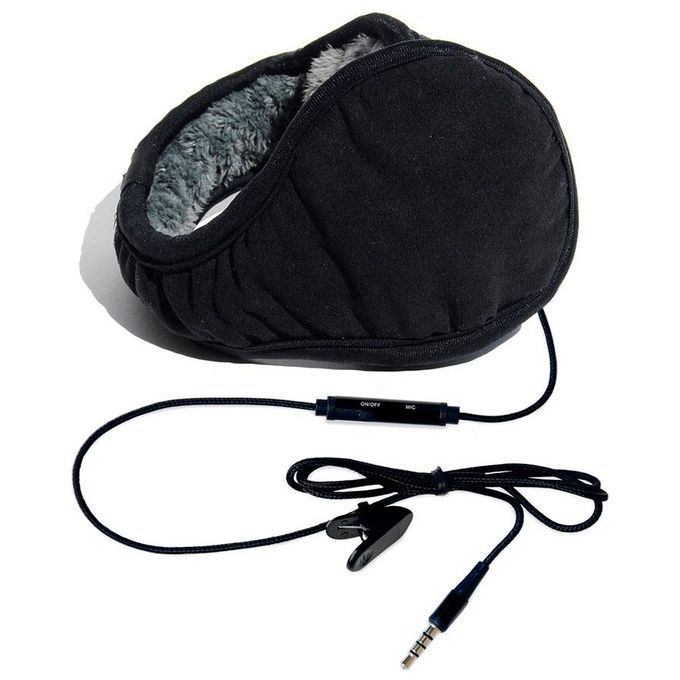 Hi-Ear Paraorecchie Musicale con Speaker e Jack 3.5 Nappa Nera - Disponibile in 3-4 giorni lavorativi