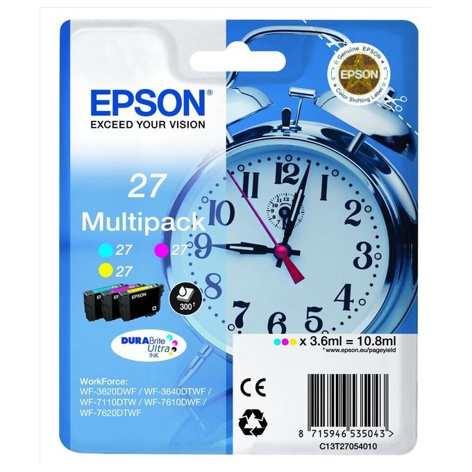 Epson Multipack 27 Sveglia 3cart Colori - Disponibile in 3-4 giorni lavorativi