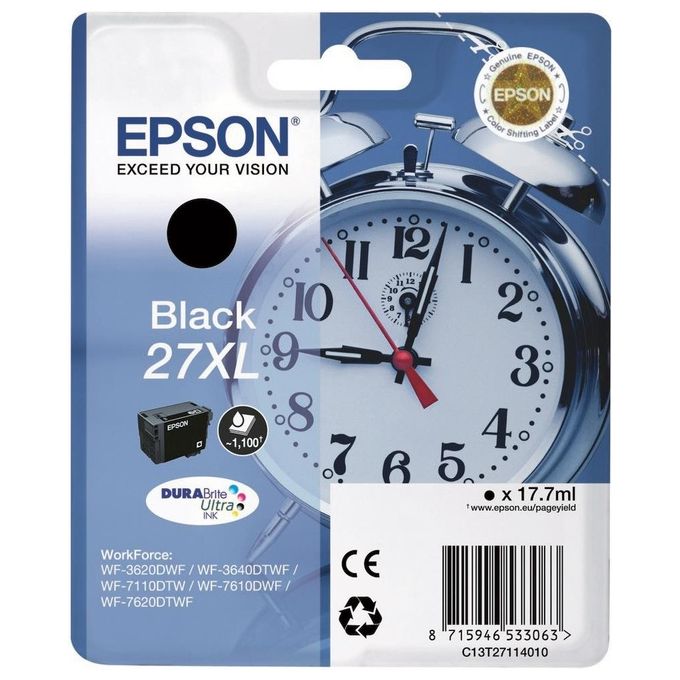 Epson Cartuccia Nero Sveglia Serie 27xl - Disponibile in 3-4 giorni lavorativi