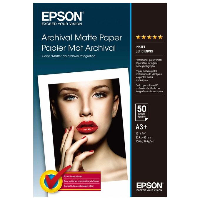 Epson carta matte da archivio fotografico a3+ 50fg - Disponibile in 3-4 giorni lavorativi