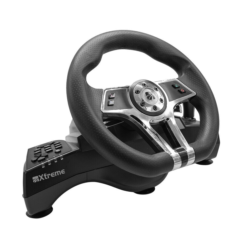 PS4 XTREME Volante con pedaliera HURRICANE+ WHEEL (compat.Ps4, Ps3,Pc) Accessori - Disponibile in 2/3 giorni lavorativi