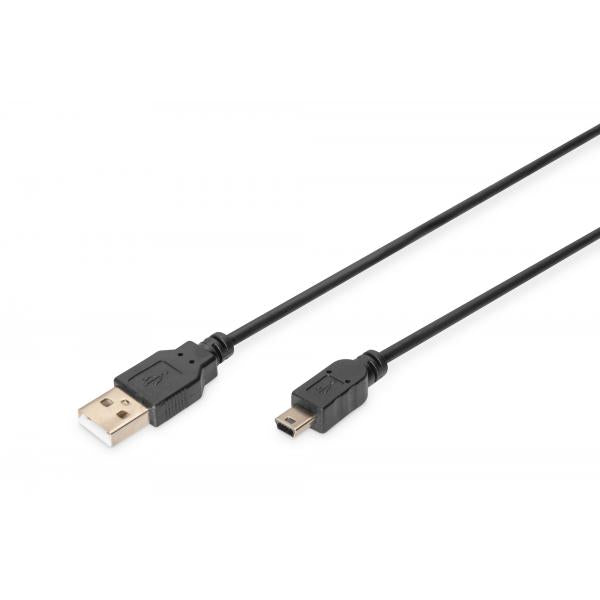 DIGITUS CAVO USB 2.0, A/MINI B, M/M, NERO, 1,80MT - Disponibile in 3-4 giorni lavorativi