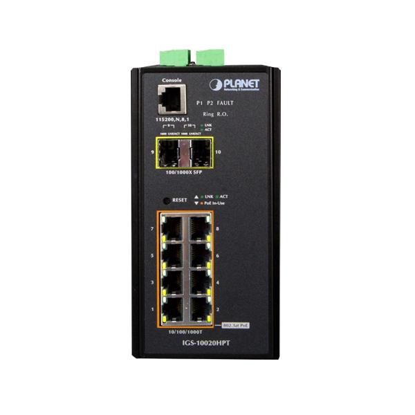 PLANET IGS-10020HPT switch di rete Gestito L2+ Gigabit Ethernet (10/100/1000) Supporto Power over Ethernet (PoE) Nero, Bianco - Disponibile in 6-7 giorni lavorativi