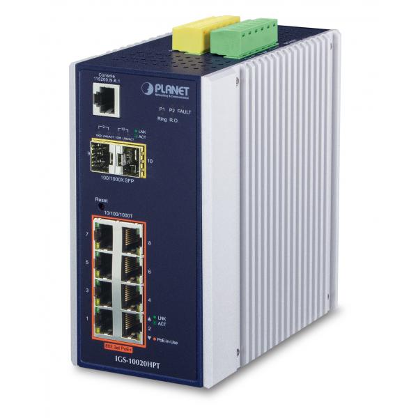 PLANET IGS-10020HPT switch di rete Gestito L2+ Gigabit Ethernet (10/100/1000) Supporto Power over Ethernet (PoE) Nero, Bianco - Disponibile in 6-7 giorni lavorativi