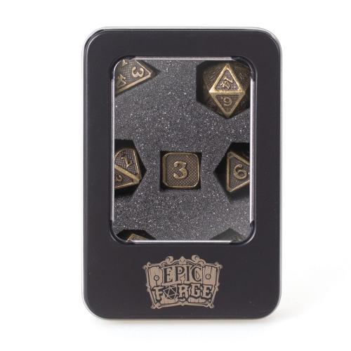 EPIC FORGE  7 dice set 14mm (metal box) - Solid Gold - Disponibile in 2/3 giorni lavorativi Trade Invaders