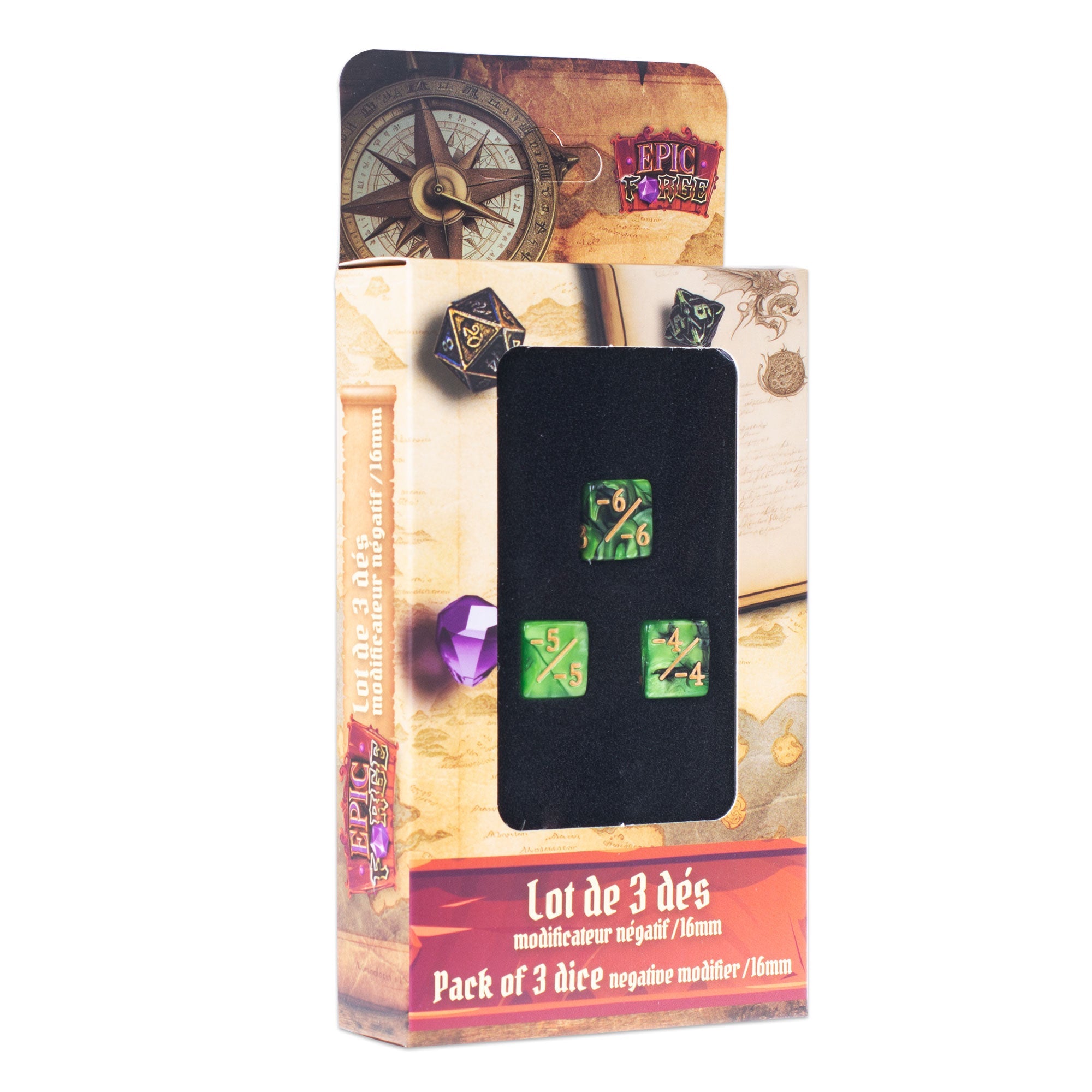 EPIC FORGE  3 Dices pack  Counter Dice - (Green + black) - Disponibile in 2/3 giorni lavorativi Trade Invaders