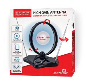 Superior Antenna TV Amplificata per Interni DVB-2 FM DAB TNT HD Superior Electronics