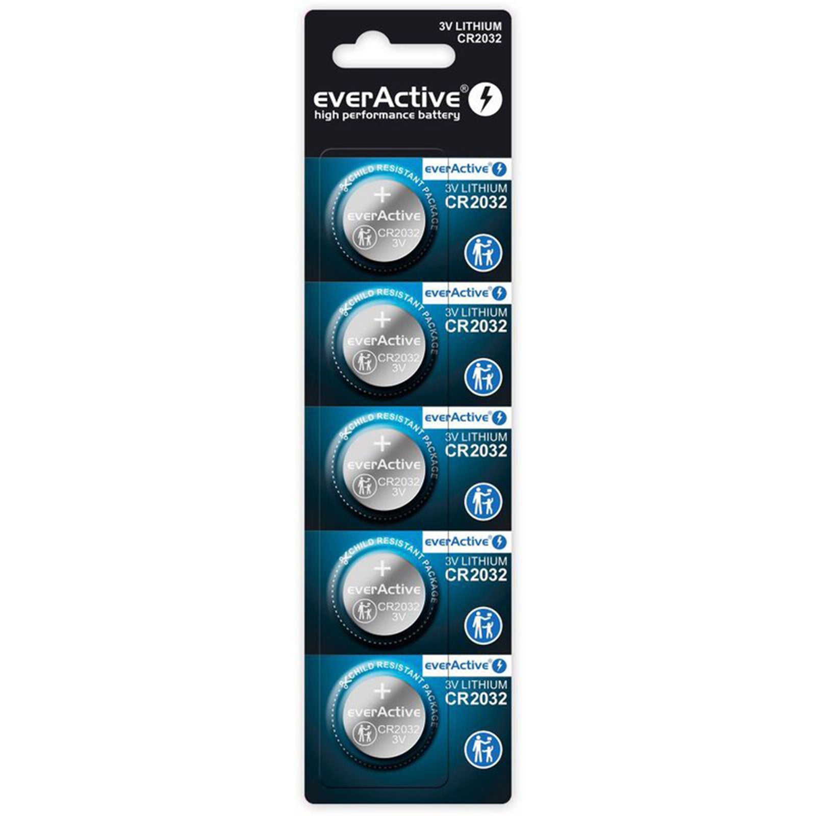 Everactive 5 Batterie Tampone Al Litio CR 2032 3V GameSIDE&Tech