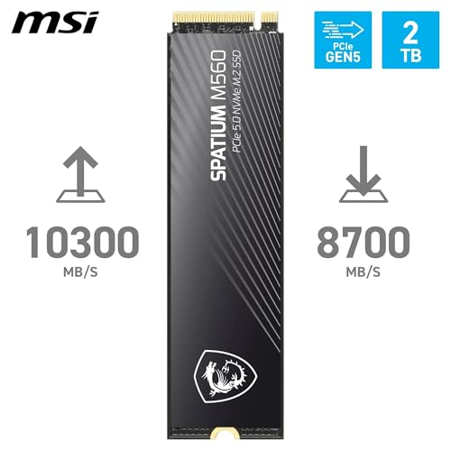 MSI Spatium M560 SSD 2TB M.2 NVMe PCIe 5.0 10300/8700 MB/s MSI Microstar