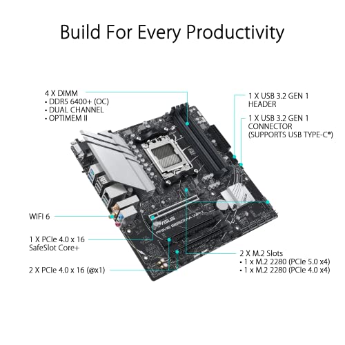 Asus Prime B650M-A WIFI II AMD B650 4*DDR5 2*M.2 4*SataIII AM5 HDMI/DisplayPort/VGA mATX ASUS