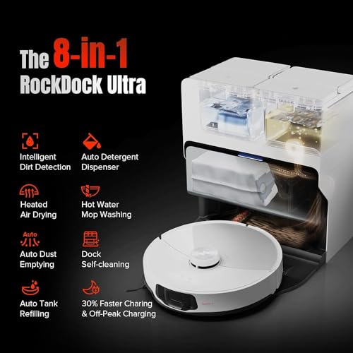 Roborock S8 MaxV Ultra White Aspirapolvere Robot Wi-Fi con Stazione di Pulizia RoboRock
