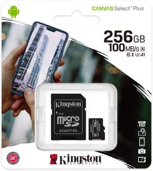 SD-MICRO KINGSTON  256GB incl. Adapter  CLASS 10 UHS-I 100MB/s + ADATTATORE Canvas Select - SDCS2/256GB Kingston