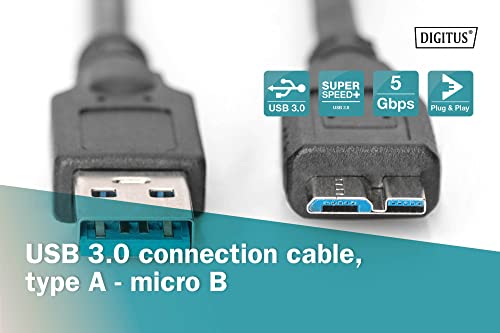 CAVO DIGITUS USB 3.0 TO MICRO USB B 3.0, 1,8MT, NERO, AK300116018S - Disponibile in 2-4 giorni lavorativi DIGITUS