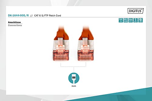 Digitus cavo di rete SFTP cat 6 doppia schermatura 50cm Rosso DIGITUS