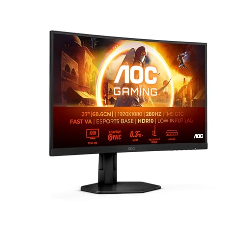 AOC C27G4ZXU Monitor Curvo 27" VA 280Hz Full HD 0,3ms Multimediale Hub USB 2*HDMI/DisplayPort AOC