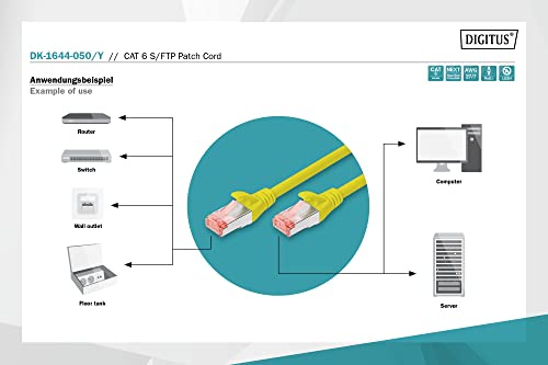 Digitus Cavo di Rete Cat6 Doppia Schermatura 5m Giallo DIGITUS