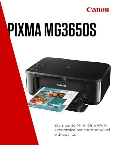 Canon PIXMA MG3650S Multifunzione InkJet a Colori Stampa/Copia/Scan A4 Wi-Fi 5.7ipm Nero CANON