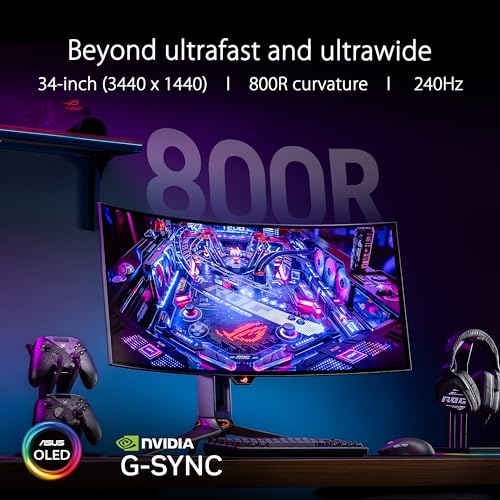 Asus ROG Swift OLED PG34WCDM Monitor Curvo 34" 240Hz UWQHD 0,03ms HDR HUB USB  2*HDMI/DisplayPort - Disponibile in 2-4 giorni lavorativi ASUS