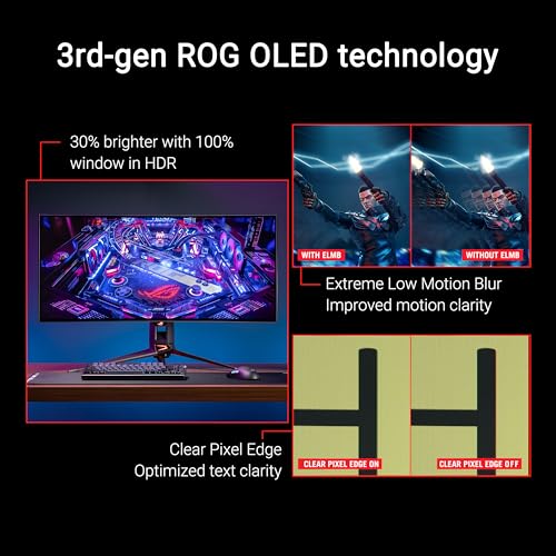 Asus ROG Swift OLED PG34WCDM Monitor Curvo 34" 240Hz UWQHD 0,03ms HDR HUB USB  2*HDMI/DisplayPort - Disponibile in 2-4 giorni lavorativi ASUS