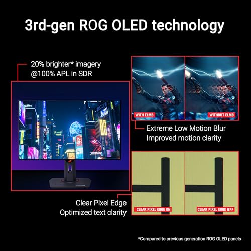 Asus ROG Strix OLED XG27AQDMG Monitor 26,5" WOLED 240Hz QHD 0.03ms Pivot Hub USB 2*HDMI/DisplayPort - Disponibile in 2-4 giorni lavorativi ASUS