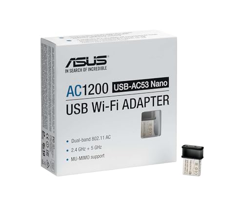 Asus USB-AC53 Nano Dongle USB AC1200 Wi-Fi Dual Band 867Mbps - Disponibile in 2-4 giorni lavorativi ASUS