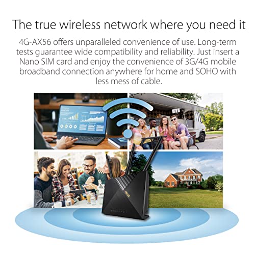 Asus 4G-AX56 Router Wireless 4G AX 1800Mbps Dual-band Nero ASUS
