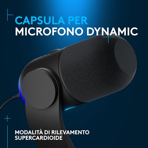 Logitech G Yeti GX Microfono da Tavolo USB Nero 24bit 96kHz Supercardioide LOGITECH