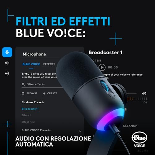 Logitech G Yeti GX Microfono da Tavolo USB Nero 24bit 96kHz Supercardioide LOGITECH