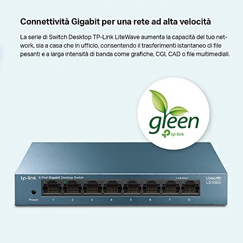 TP-Link LS108G Switch Unmanaged Gigabit Ethernet 8 Porte - Disponibile in 2-4 giorni lavorativi TP-LINK