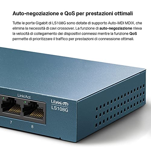 TP-Link LS108G Switch Unmanaged Gigabit Ethernet 8 Porte - Disponibile in 2-4 giorni lavorativi TP-LINK