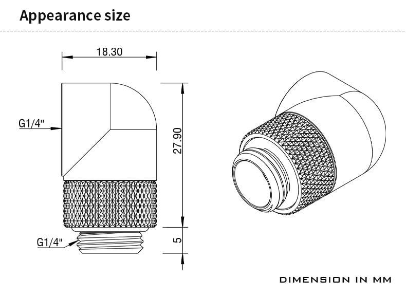 Barrow TWT90-V2.5 Raccordo 90 ruotabile G1/4" M/F Bianco - Disponibile in 2-4 giorni lavorativi Barrow