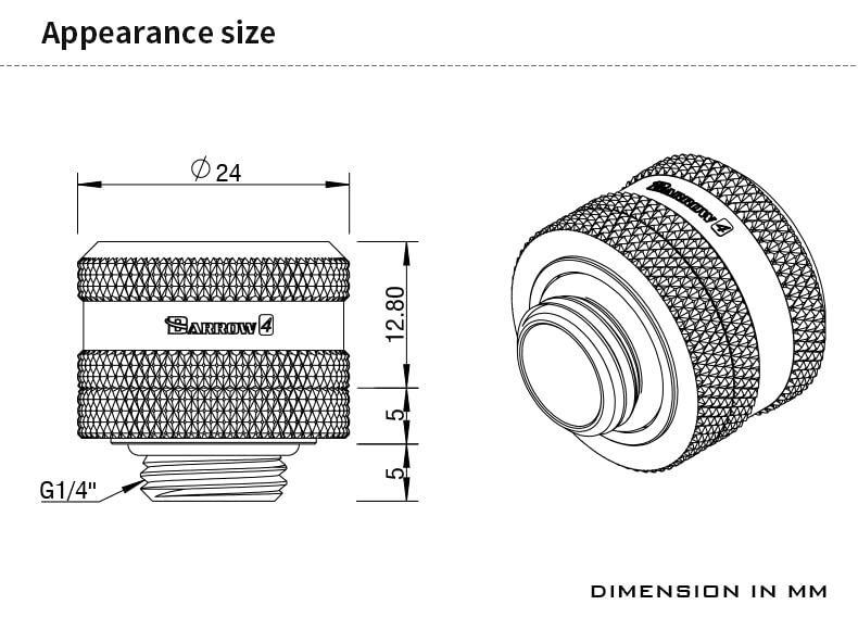 Barrow TYKN-K16 Connettore Fitting Dritto Tubo Rigido 16mm Nero - Disponibile in 2-4 giorni lavorativi Barrow